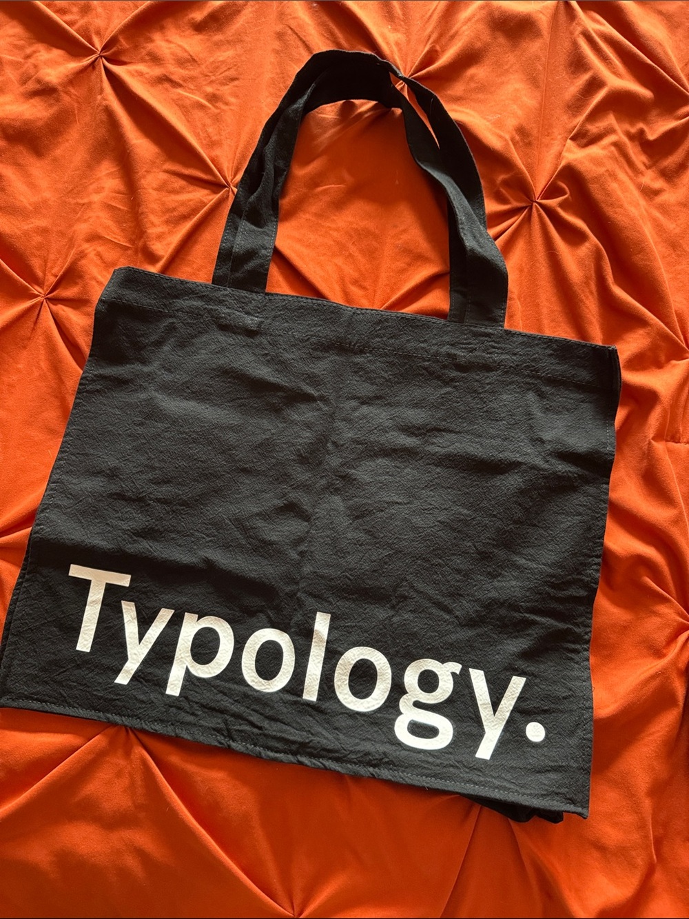Typography Black Tote Bag with White Logo